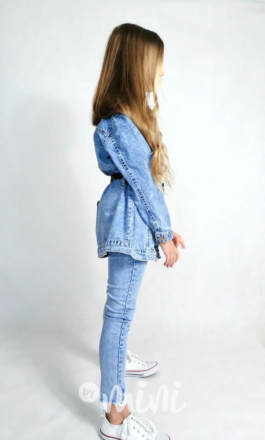 Jeans kabátek s páskem