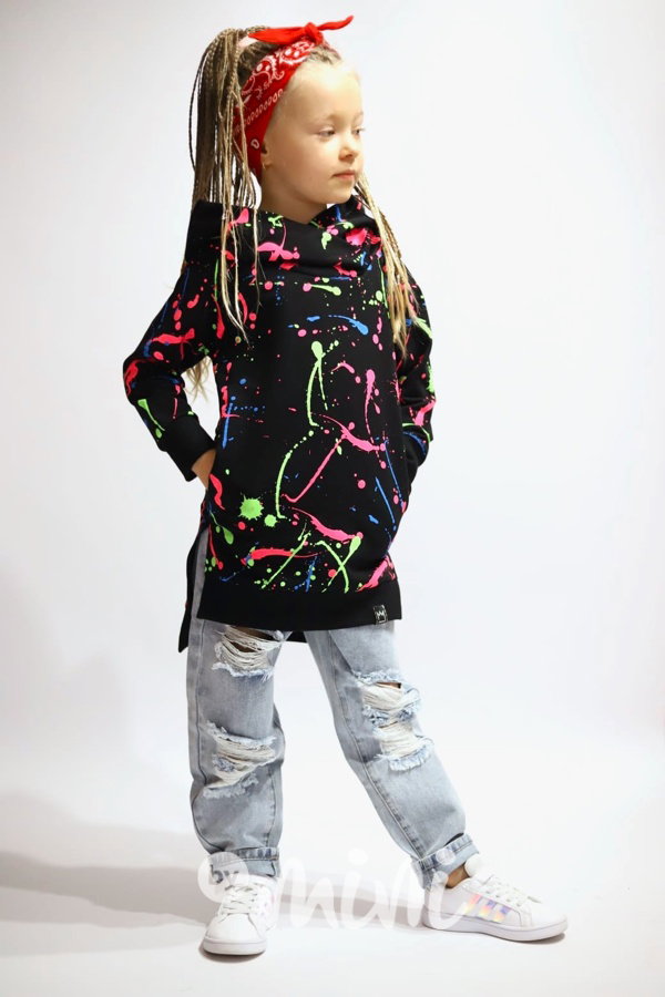 Neon splash hoodie mikinová tunika
