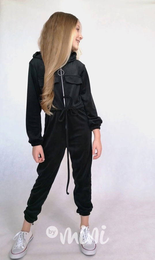 Velurový comfy overal black