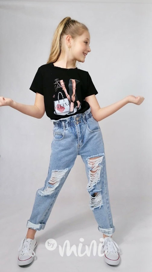 Ripped jeans se zvýšeným stretch pasem