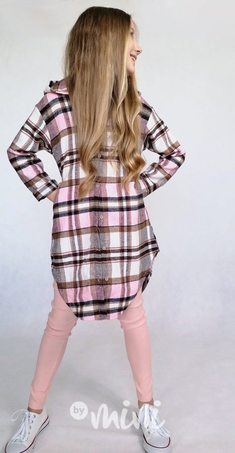Dlouhá flanelová hoodie košile