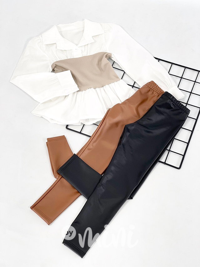 Eco leather thin legíny honey