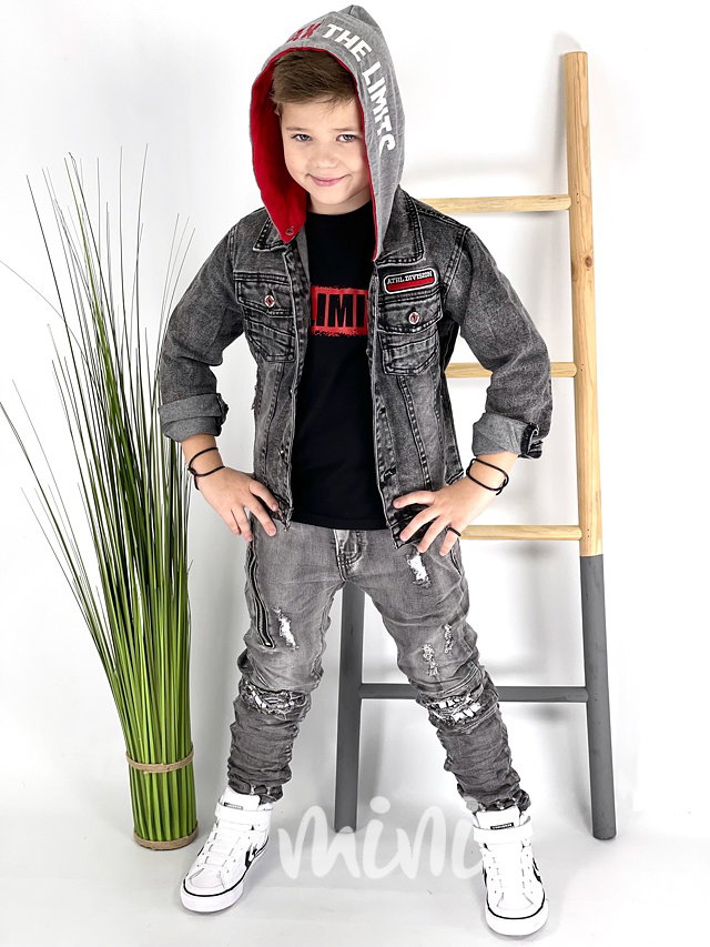 Black jeans hoodie bunda s kapucí