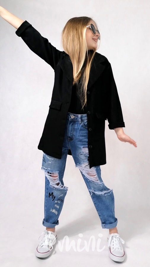 Ripped boyfriend jeans s printem