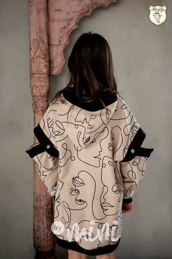 Voga mikinová tunika FACE beige