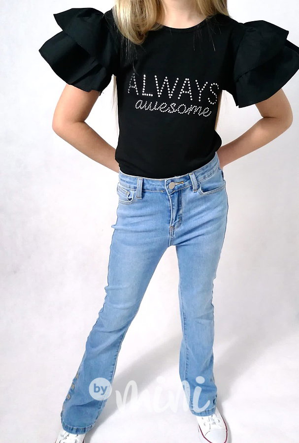 Jeans zvonáče se cvoky