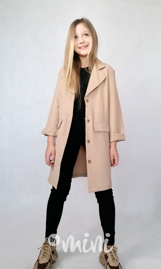 Fashion dlouhé sako oversize beige