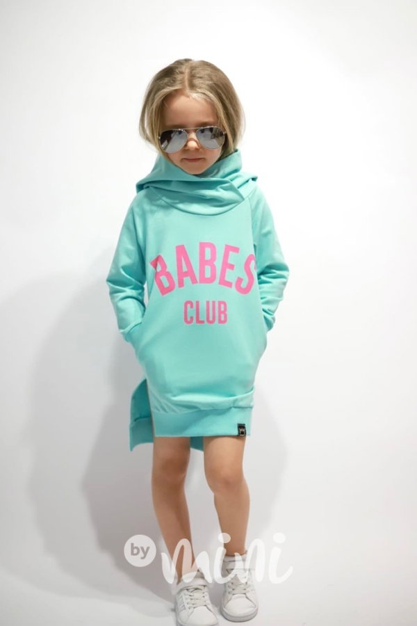 BABES hoodie mikinová tunika mint
