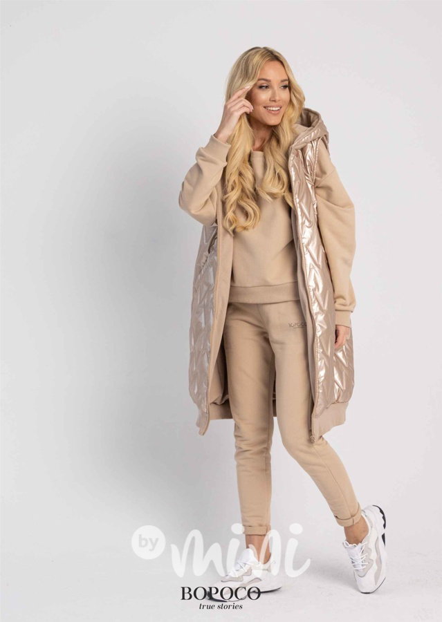 BOPOCO prošívaná dlouhá oversize vesta gold