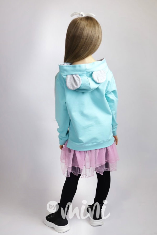 Mickey hoodie tunika s tylem a flitry mint