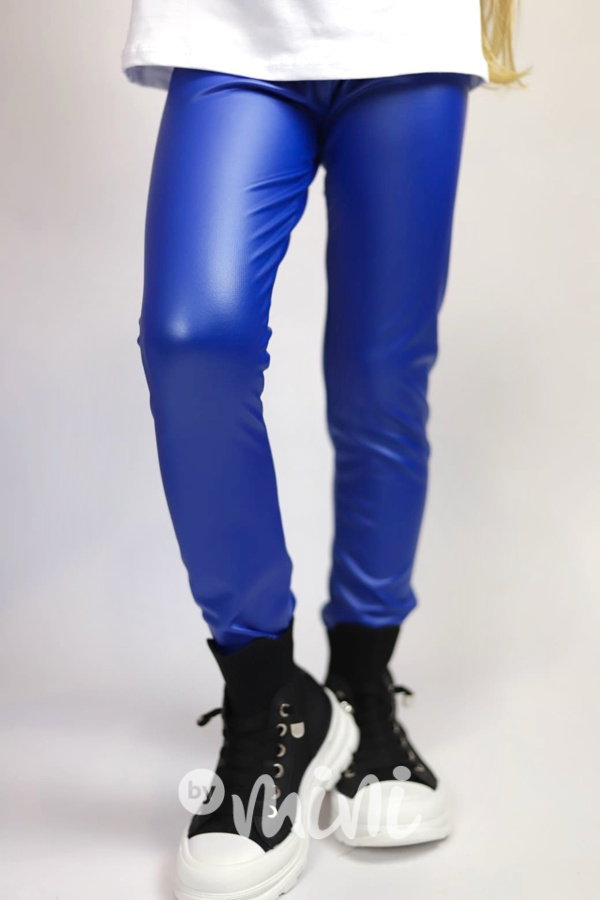 Eco leather thermo legíny modré