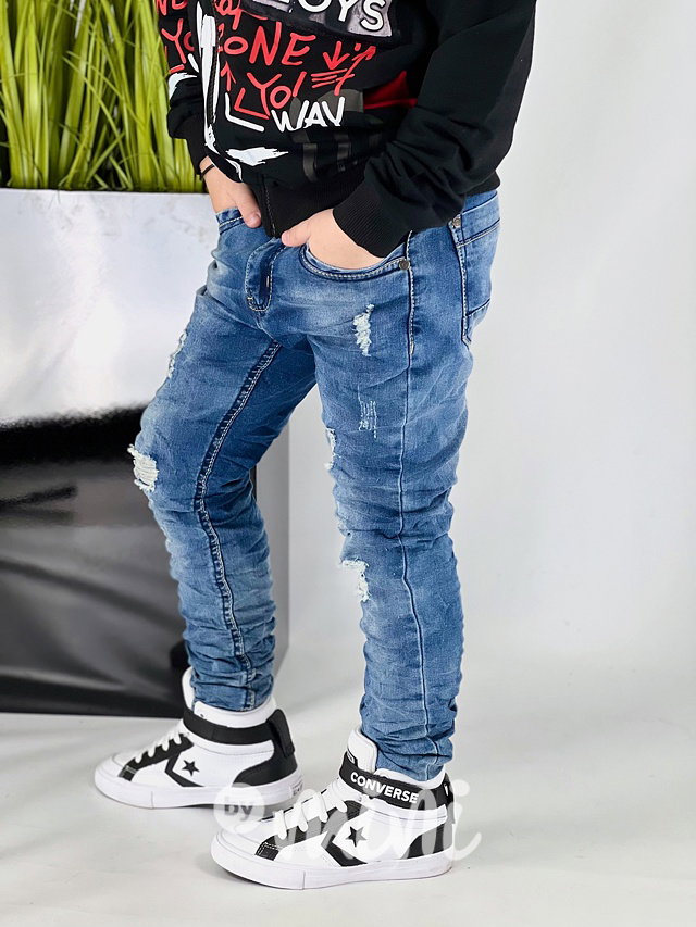 Ripped blue jeans