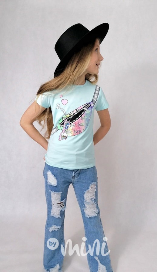 Bumbag triko s flitry mint