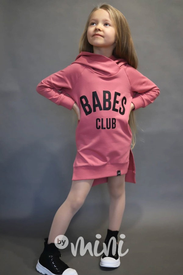 BABES hoodie mikinová tunika old pink
