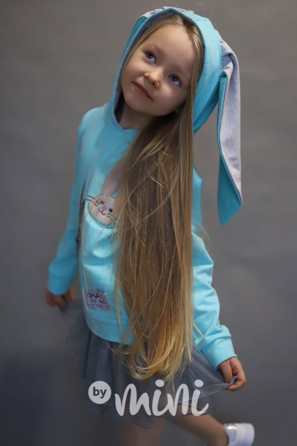 Bunny hoodie tunika s tylem a flitry mint