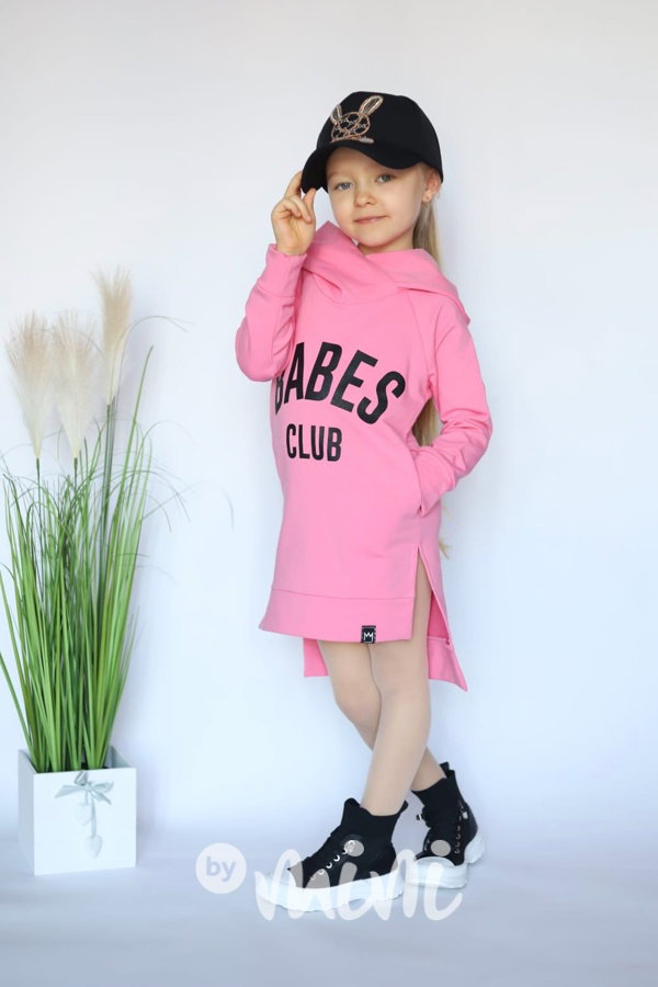 BABES hoodie mikinová tunika pink