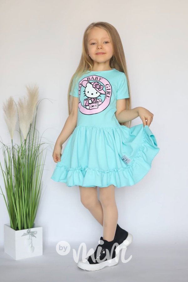 Maxi točivé šaty Hello Kitty mint