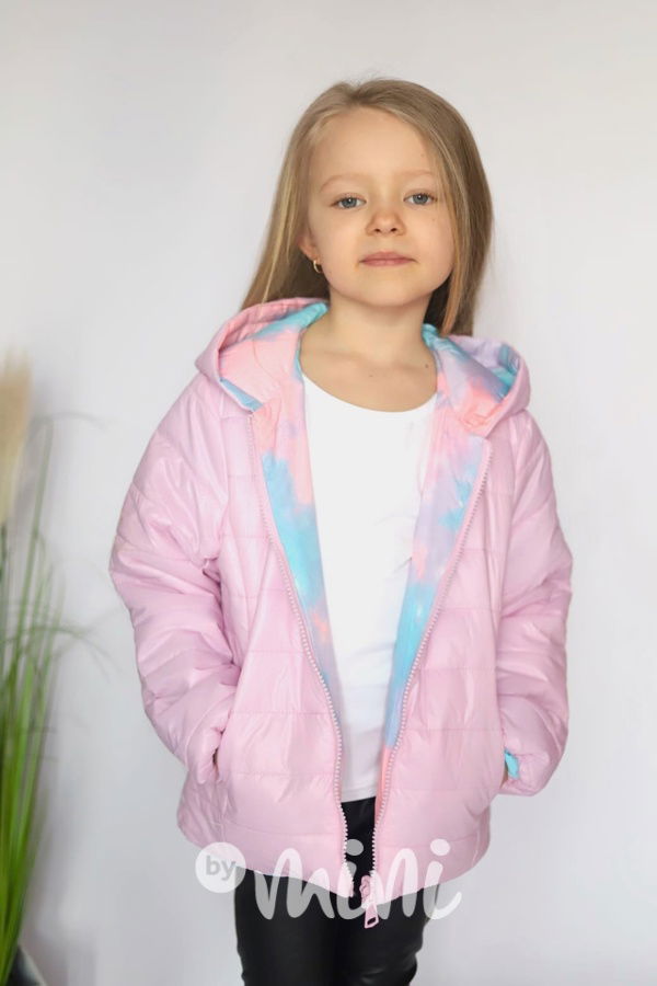 Oboustranná  jarní bunda pink rainbow