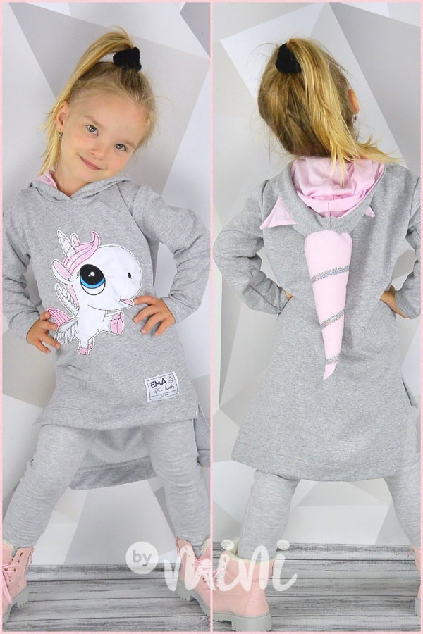 Jednorožec mikina šedá