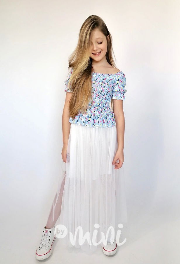 Tylová MIDI sukně white - krátká spodnička
