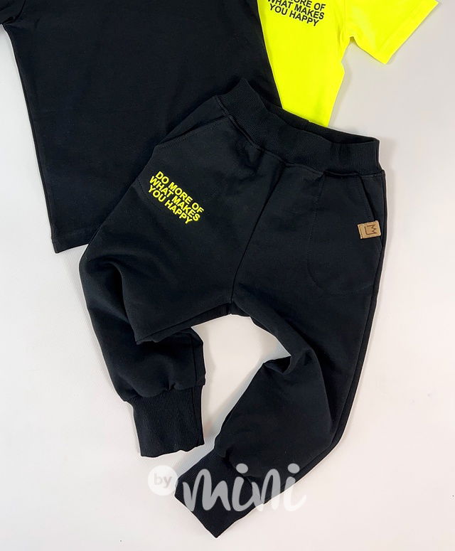 Label jogger tepláky black/neon Skladem ByMini.cz