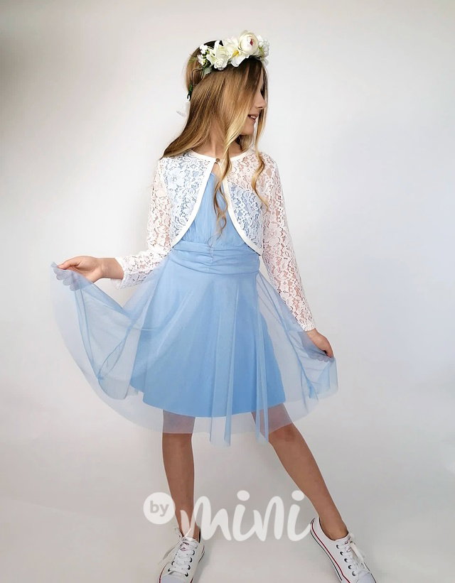 Mini tylové šaty na jedno ramínko baby blue