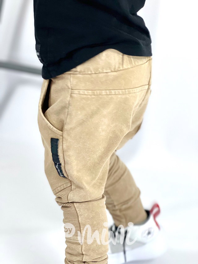 DESPACITO biker tepláky acid wash sand