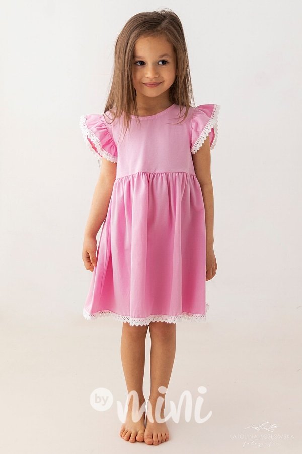 Lily Grey romantic boho šaty s krajkou barbie pink