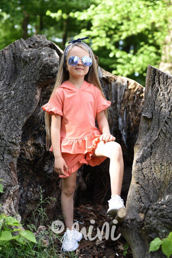 Letní šortkový frill set oranž