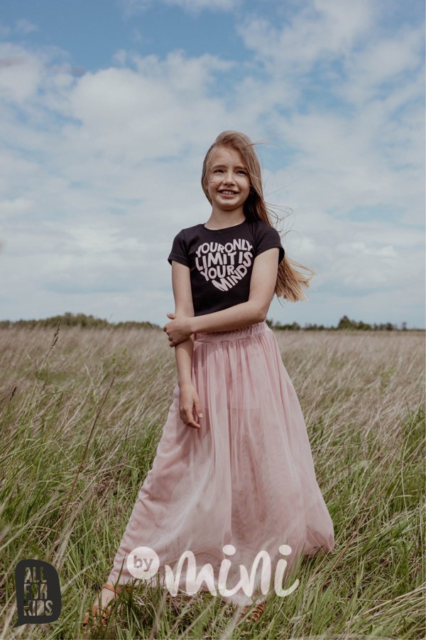 Žebrovaná crop blůzka HEART black