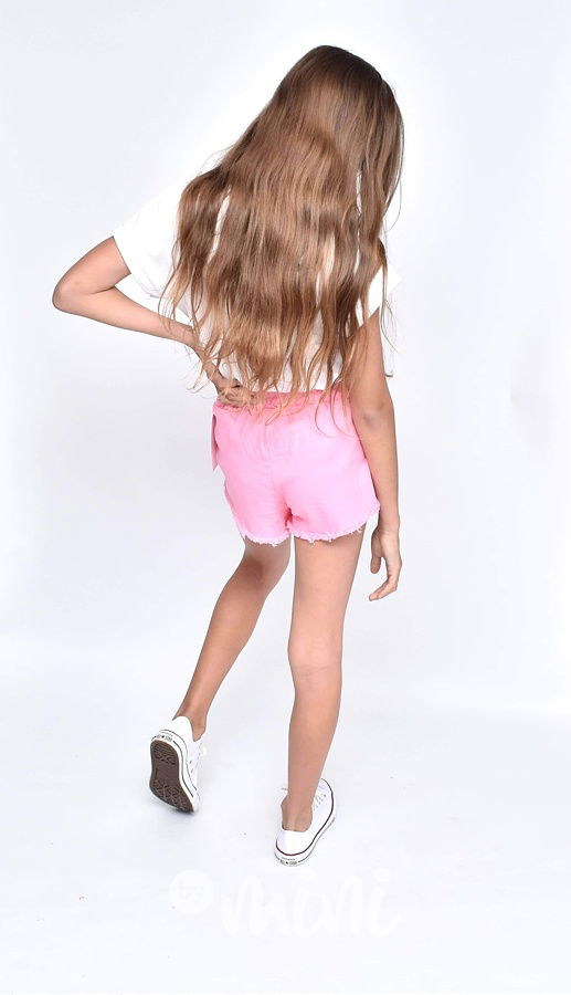 Bambi letní set s jeans kraťasama pink