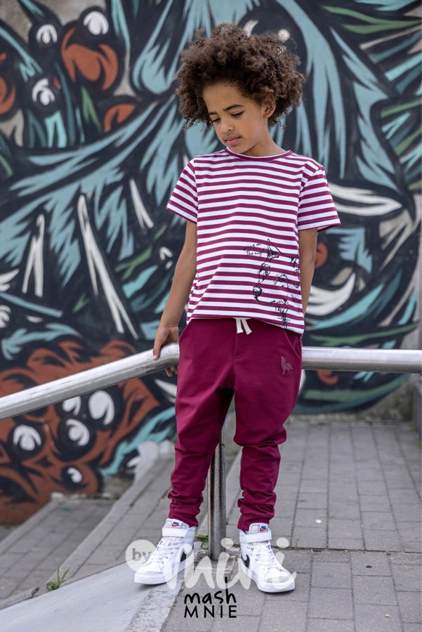 Pruhované triko WOLF white/bordo *MashMnie*