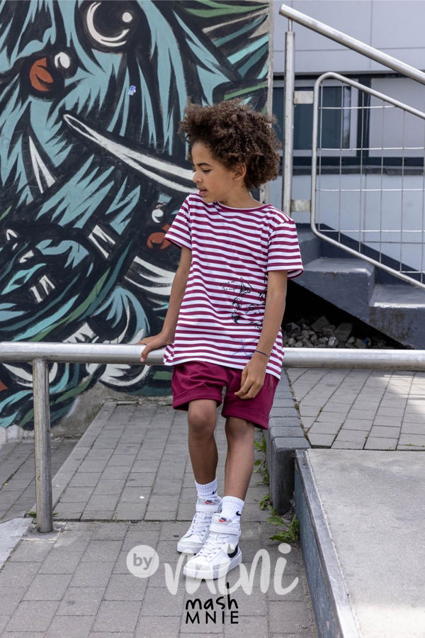 Pruhované triko WOLF white/bordo *MashMnie*