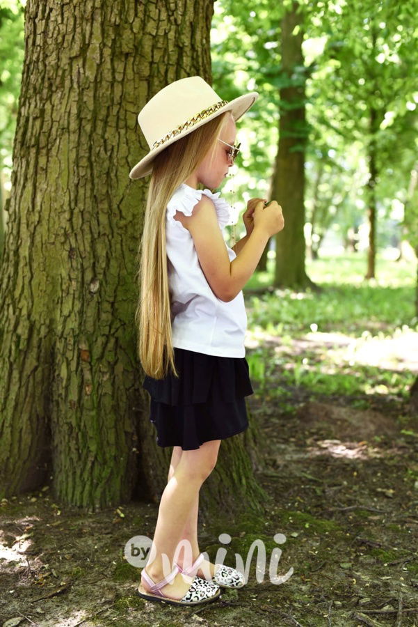 Bavlněná asymetrická frill sukně černá