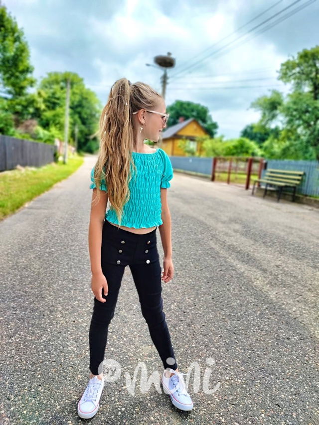 Černé stretch kalhoty s knoflíky