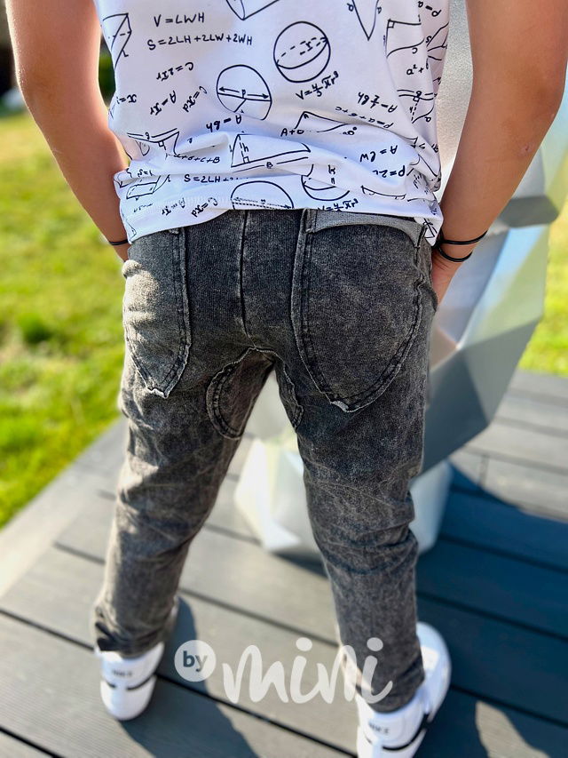 Acid wash denim jogger black