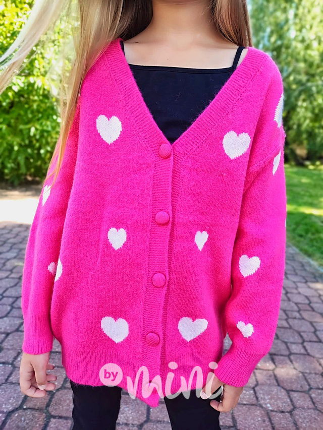 Srdíčkový long svetřík růžový