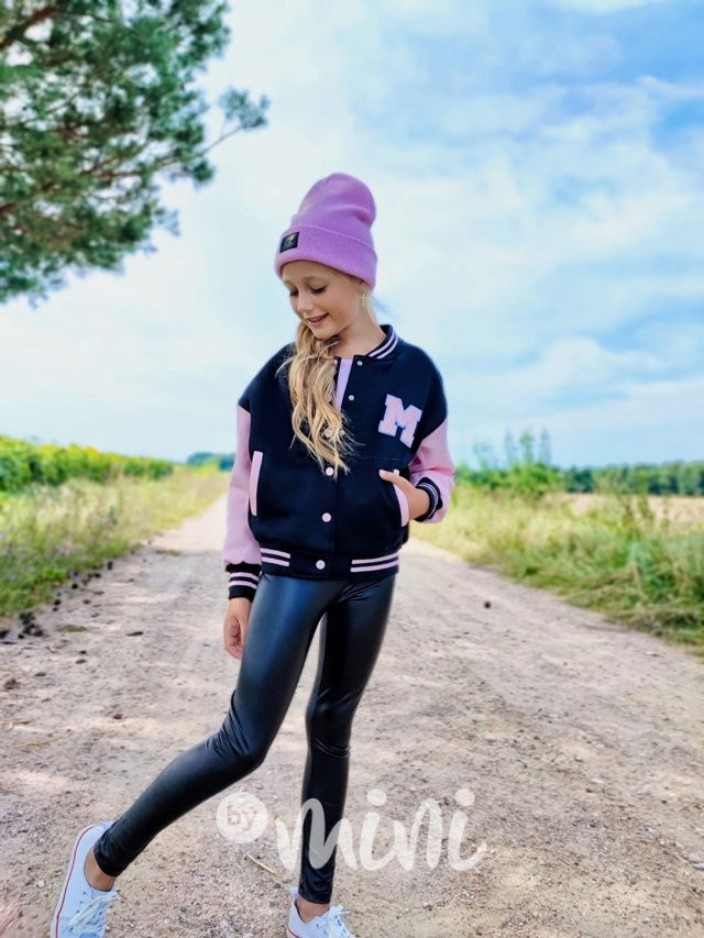 Teplá bomber mikina black/pink