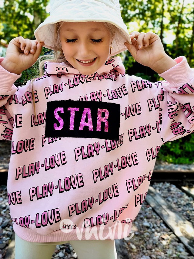 Flísová mikina STAR s flitry pink