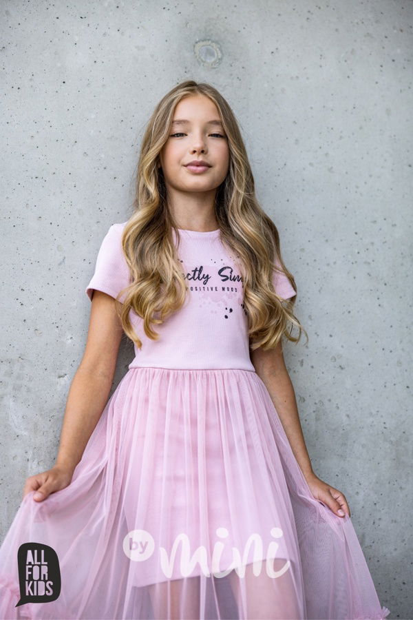 All for kids midi šaty s tylem růžové