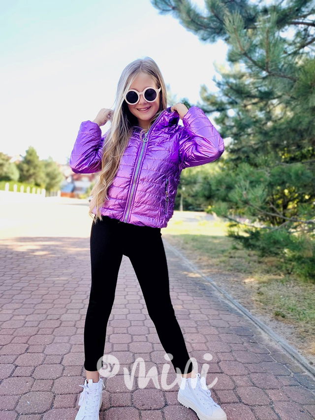 Lila metalická přechodová bunda