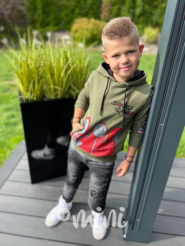 SQUID game mikina khaki