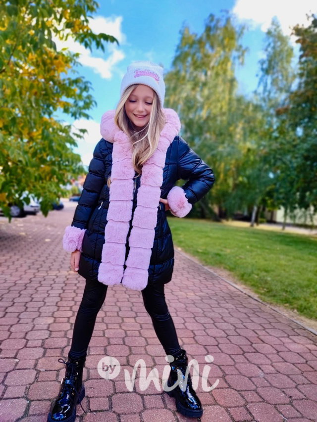 Zimní kabátek s růžovou kožešinou