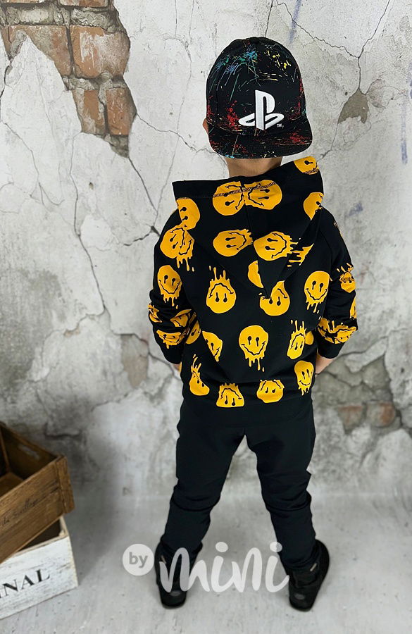 Yellow smiley mikina černá