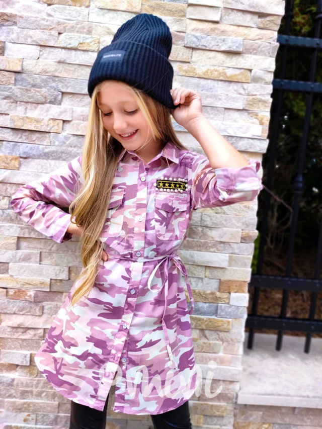 Pink army košilová tunika