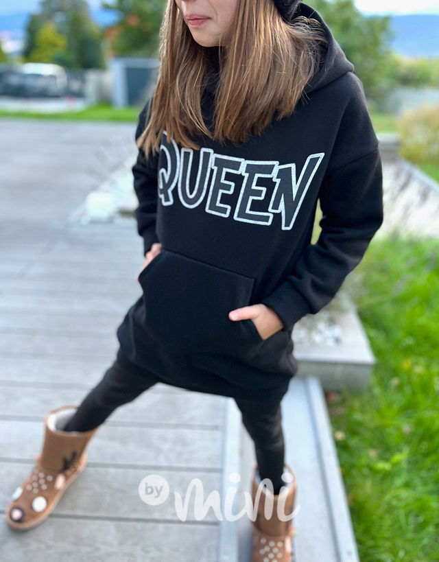 QUEEN zateplená mikinová tunika černá