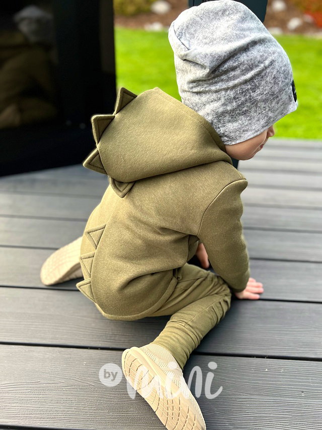 DESPACITO zateplená dino mikina khaki
