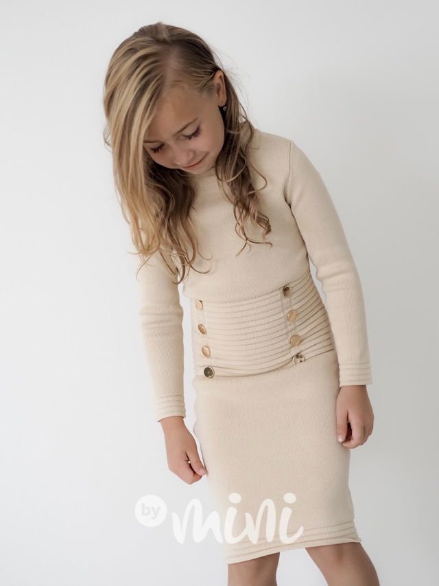Svetříkové super stretch mini šaty béžové