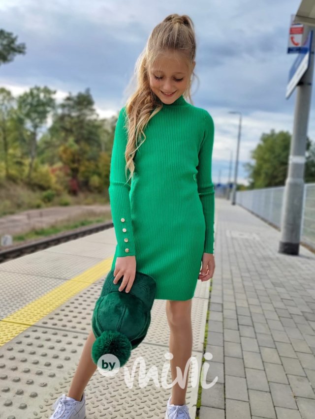 Svetříkové stretch šaty zelené