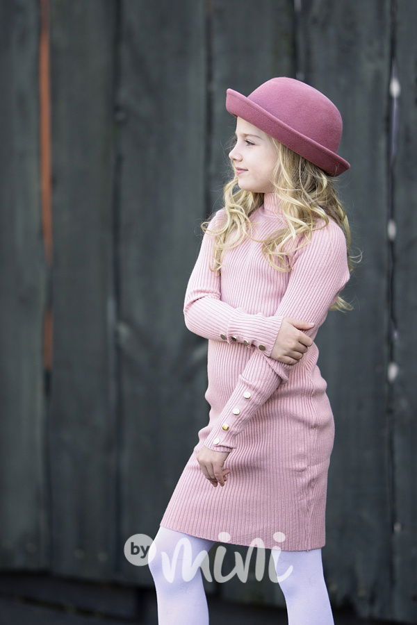 Svetříkové stretch šaty pudrové